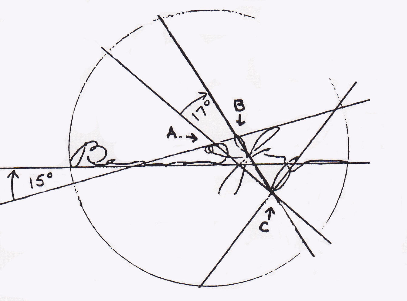 handwritten signature on white paper with multiple angled lines intersecting the signature